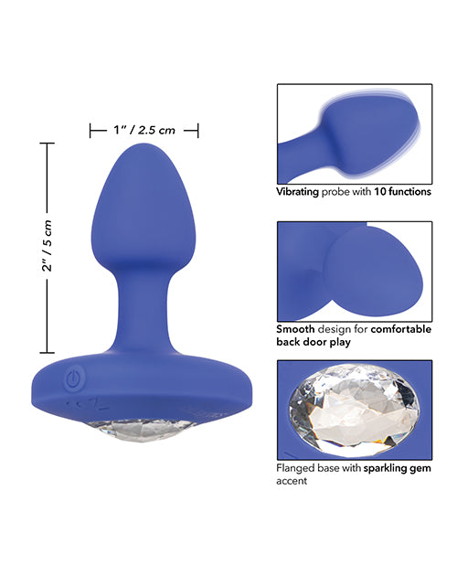 Cheeky Gems Rechargeable Silicone Vibrating Butt Plug - Small - Blue