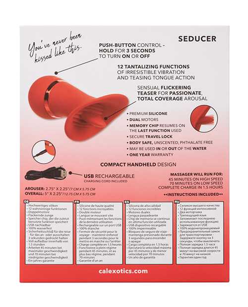 French Kiss Seducer Rechargeable Silicone Clitoral Stimulator - Red