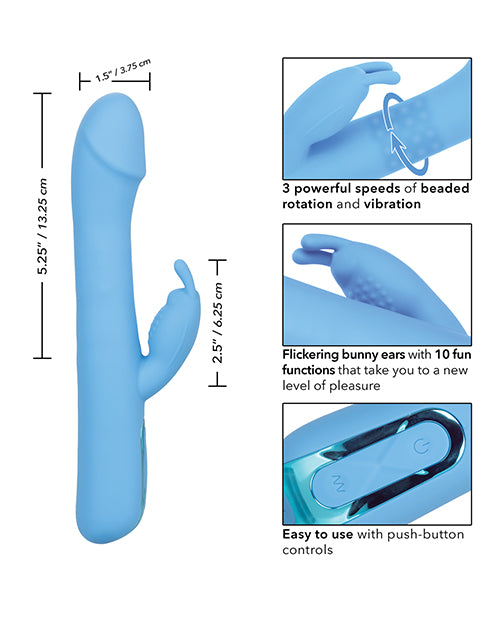 Jack Rabbit Elite Rotating Rabbit Silicone Rechargeable Vibrator - Blue