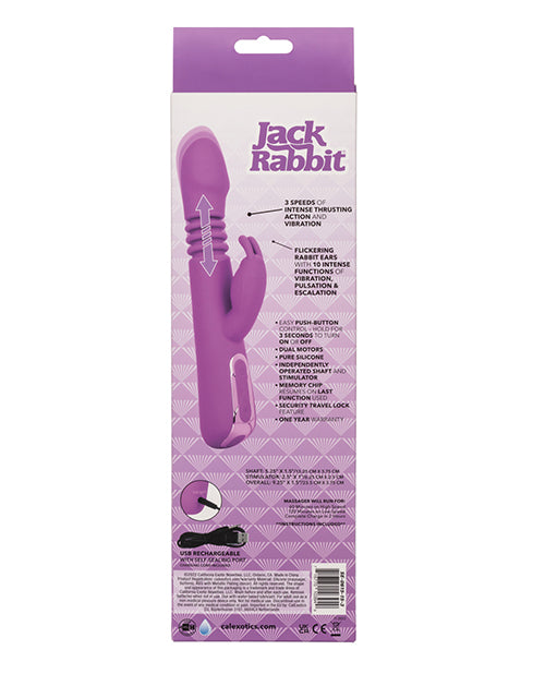 Jack Rabbit Elite Thrusting Rabbit Silicone Rechargeable Rabbit Vibrator - Purple