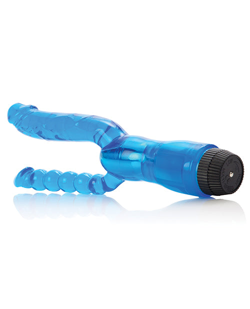 Dual Penetrator Vibrator with Anal Beads- Blue