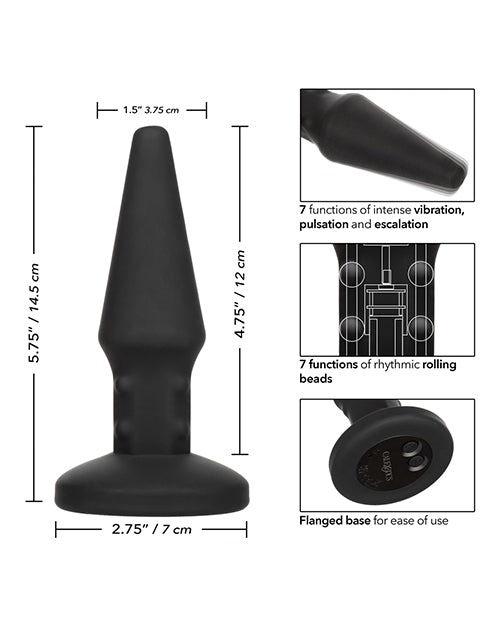 Bionic Beaded Rimming Probe Rechargeable Silicone Anal Stimulator - Black