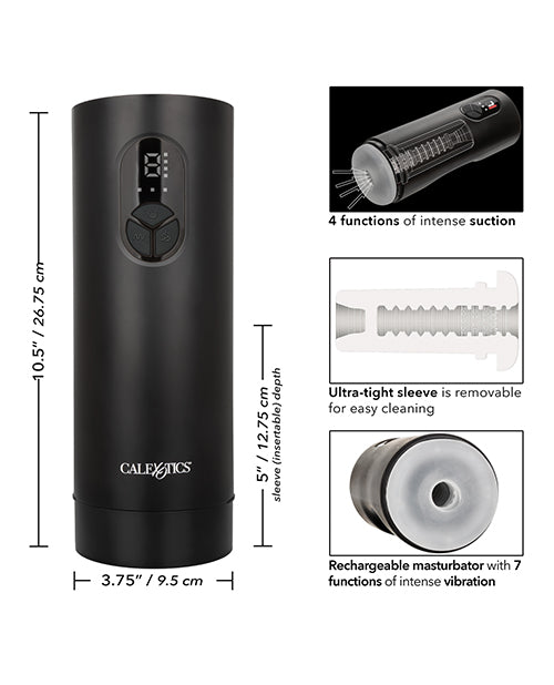 Bionic Sucking and Vibrating Rechargeable Anal Masturbator - Black