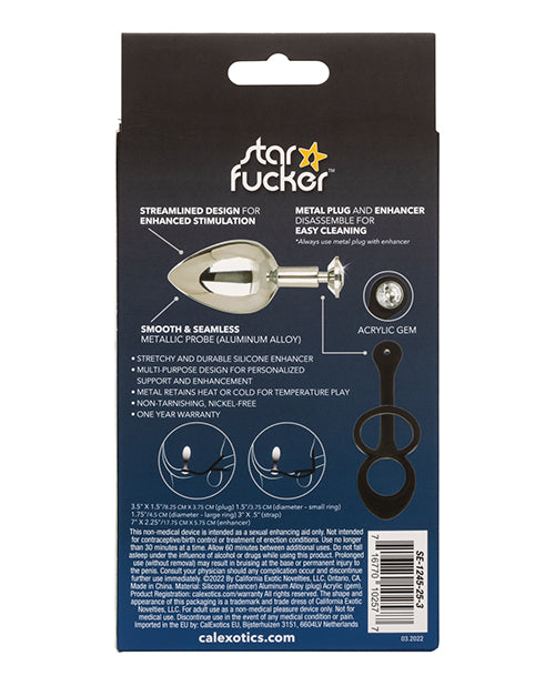 Star Fucker XL Teardrop Plug Silicone Dual Enhancer - Black