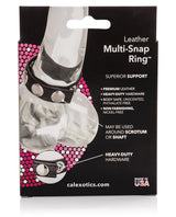 Leather Multi-Snap Cock Ring - Black