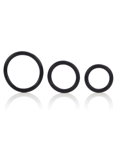 Black Rubber Cock Rings (3 Piece Set) - Black