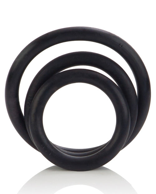 Black Rubber Cock Rings (3 Piece Set) - Black