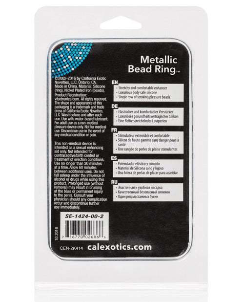 Metallic Bead Ring Silicone Cock Ring - Clear