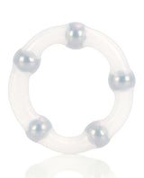 Metallic Bead Ring Silicone Cock Ring - Clear