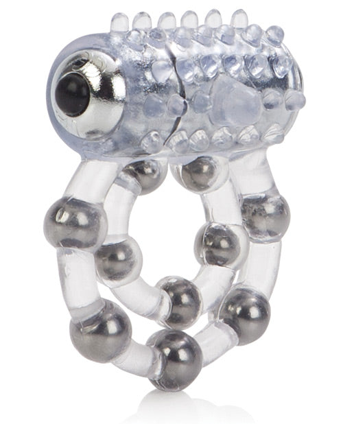 10 Bead Maximus Ring Vibrating Cock Ring - Clear