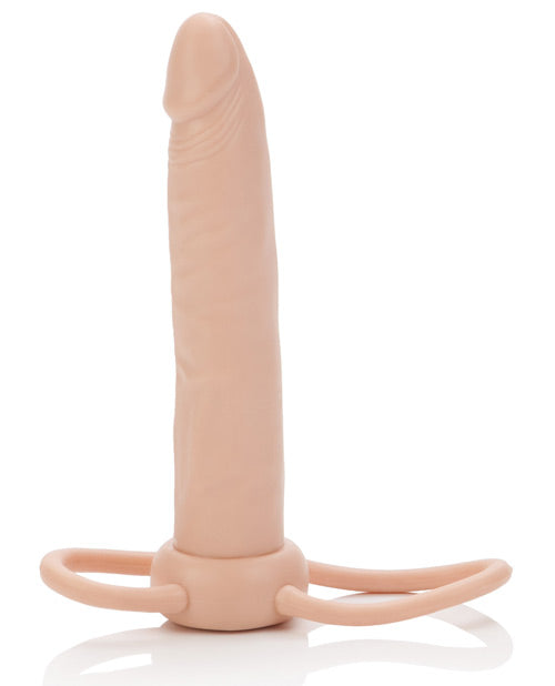 Accommodator Dual Penetrator Dildo Cock Ring - Vanilla