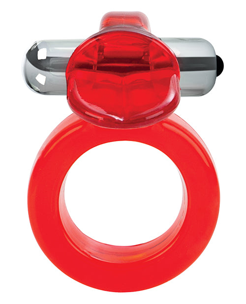 Clit Flicker Vibrating Cock Ring with Clitoral Stimulation - Red