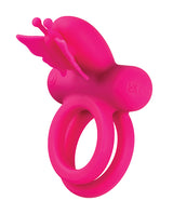 Silicone Rechargeable Dual Butterfly Couples Ring - Pink