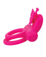 Silicone Rechargeable Dual Butterfly Couples Ring - Pink