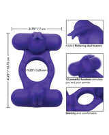 Couple`s Enhancers Silicone Rechargeable Triple Orgasm Enhancer - Purple