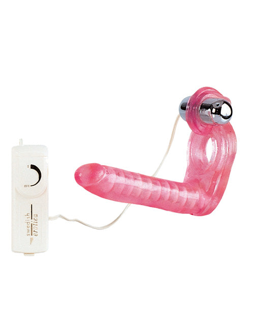 Ultimate Triple Stimulator Vibrating Cock Ring with Wired Remote Control - Pink