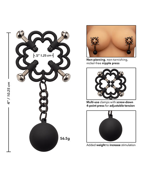 Nipple Grips Power Grip 4-Point Weighted Nipple Press Clamps - Black/Silver