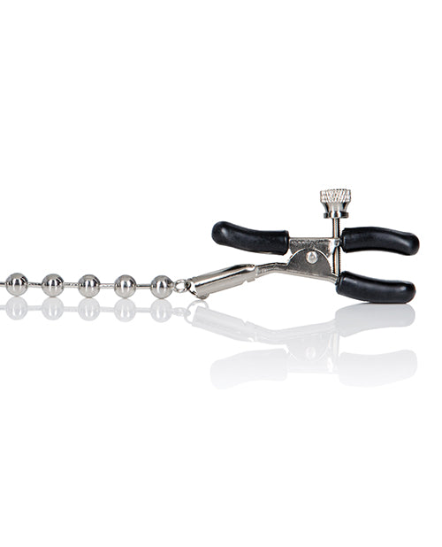 Nipple Play Silver Beaded Chain Nipple Clamps - Silver