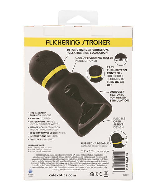 Boundless Flickering Rechargeable Silicone Stroker - Black