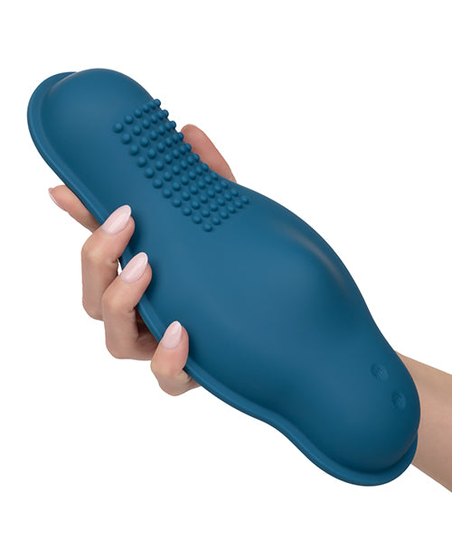 Dual Rider Rechargeable Silicone Bump and Grind Vibrator with Remote Control - Blue