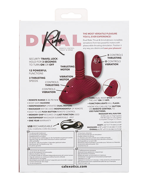 Dual Rider Rechargeable Silicone Thrust and Grind Vibrator with Remote Control - Red