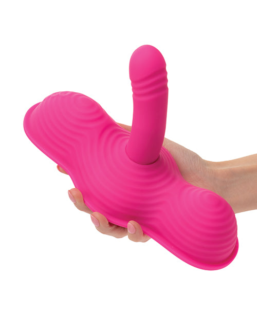 Triple Rider Remote Control Ecstasy Rumbler Rechargeable Silicone Vibrator - Pink