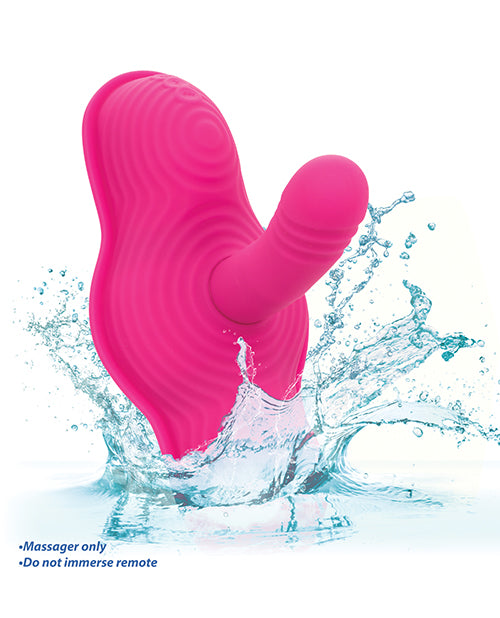 Triple Rider Remote Control Ecstasy Rumbler Rechargeable Silicone Vibrator - Pink