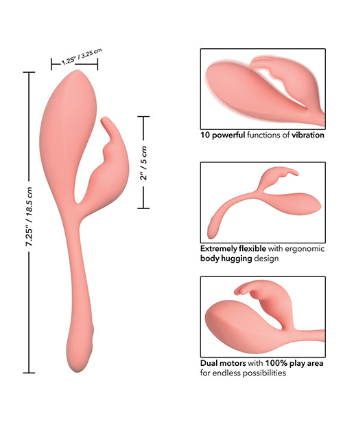 Elle Liquid Silicone Bunny Rechargeable Vibrator - Orange