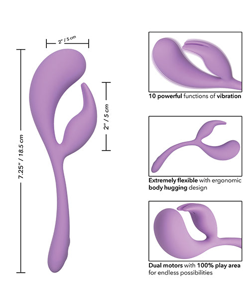 Elle Liquid Silicone Dual Flicker Rechargeable Vibrator - Purple