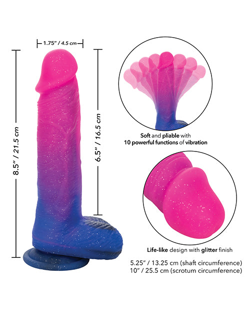 Naughty Bits Ombre Hombre XL Rechargeable Silicone Vibrating Dildo - Multicolor
