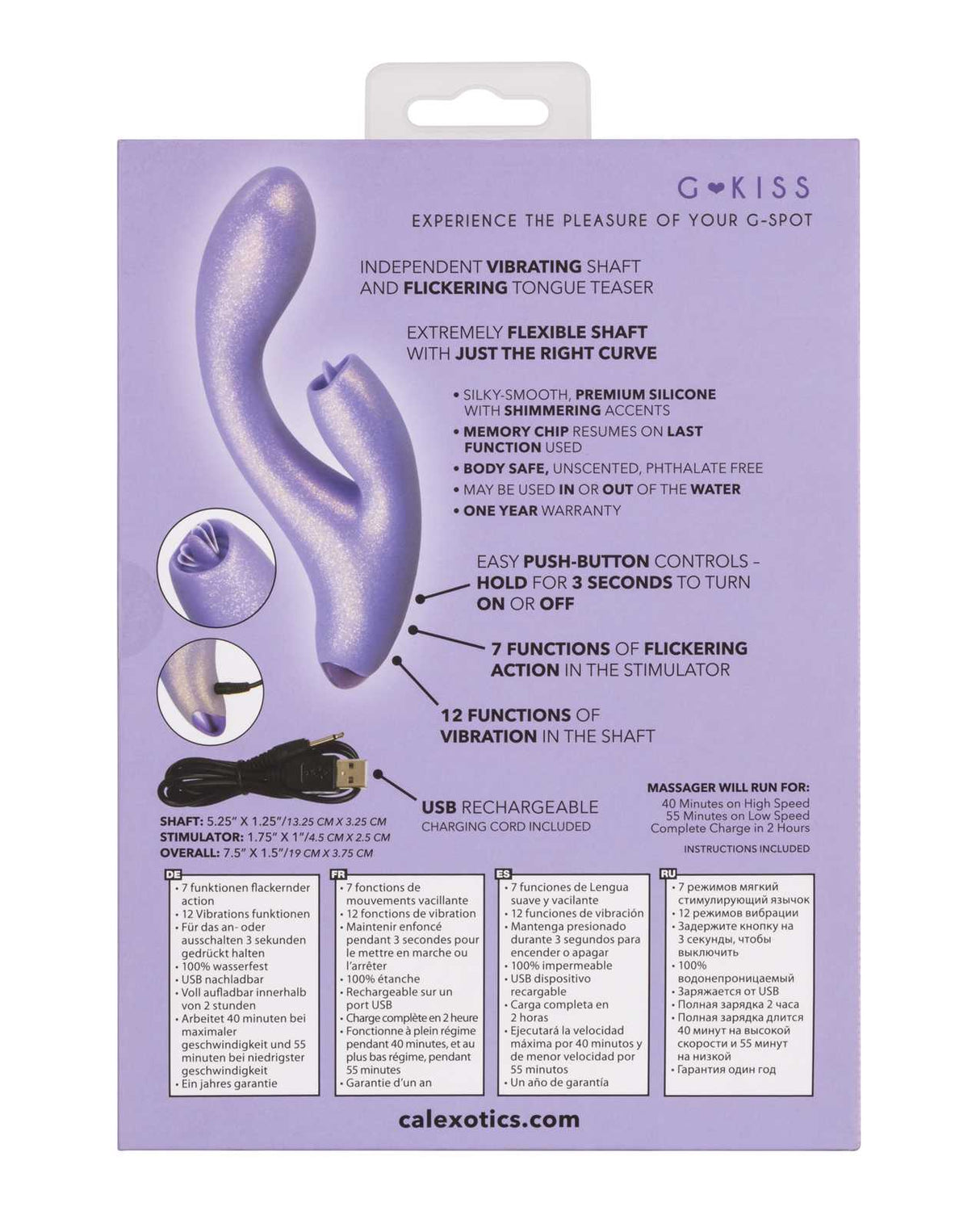 G-Love G-Kiss Silicone Rechargeable Dual Stimulating Massager - Purple