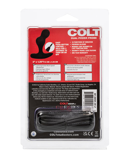 Colt Dual Power Probe Rechargeable Silicone Vibrator - Black