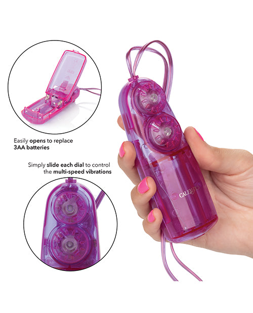 Dual Bunny Teaser Bullet with Wired Remote Control - Purple