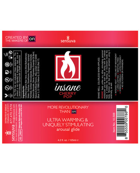 Sensuva Ultra Stimulating On Insane Cherry Pop Flavored Hybrid Lubricant 4oz