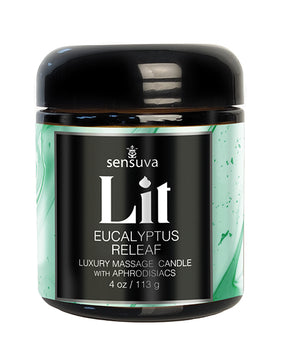 Sensuva Lit Eucalyptus & Tea Leaf Releaf Luxury Massage Candle - 4 oz
