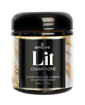 Sensuva Lit Champagne Luxury Massage Candle - 4 oz