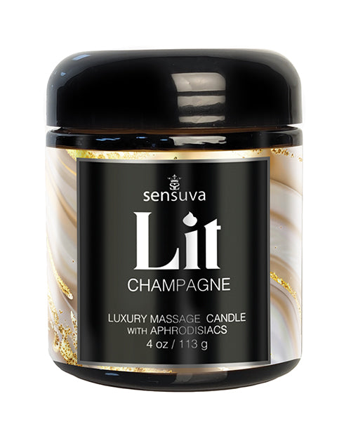 Sensuva Lit Champagne Luxury Massage Candle - 4 oz