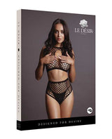 Le Desir Duo Net Key Hole Bra Set - O/S - Black