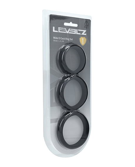 Shots Levelz Wide O Silicone Cock Ring Set of 3 (42 mm