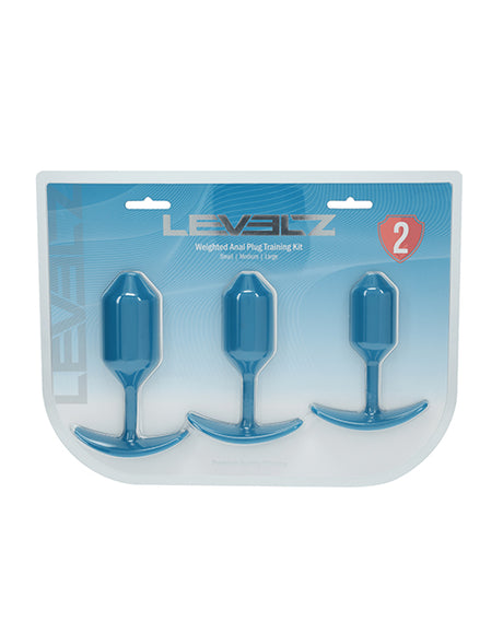 Shots Levelz Silicone Weighted Anal Plug Training Kit Set of 3 - Teal