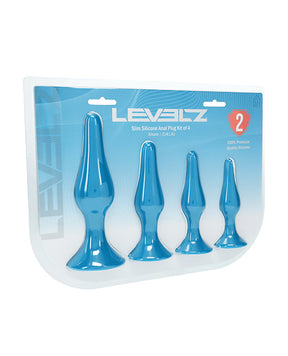 Shots Levelz Slim Silicone Anal Plug Kit of 4 - Teal
