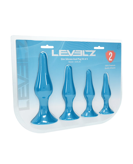 Shots Levelz Slim Silicone Anal Plug Kit of 4 - Teal
