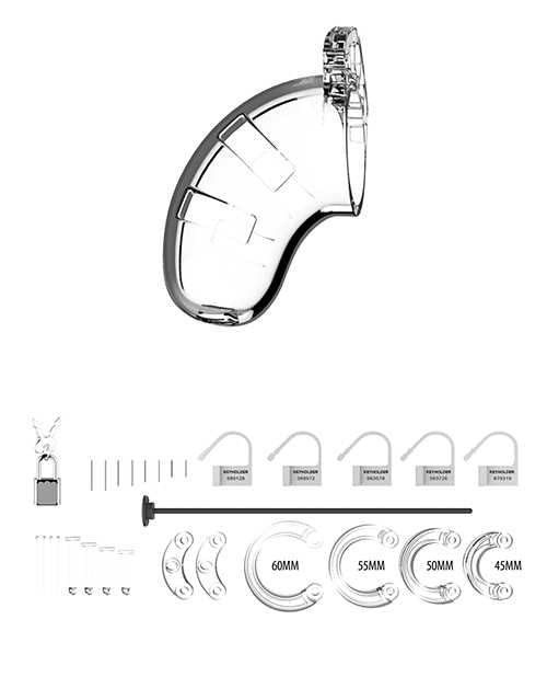 Shots Man Cage 3.5" w/Silicone Urethral Sounding - Clear