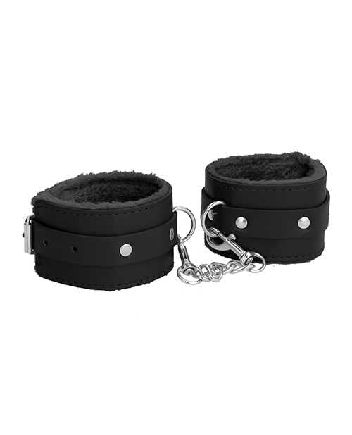 Ouch! Plush Leather Ankle Cuff - Black