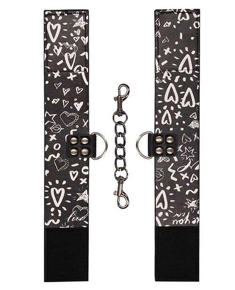 Shots Ouch Love Street Art Fashion Printed Ankle Cuffs - Black