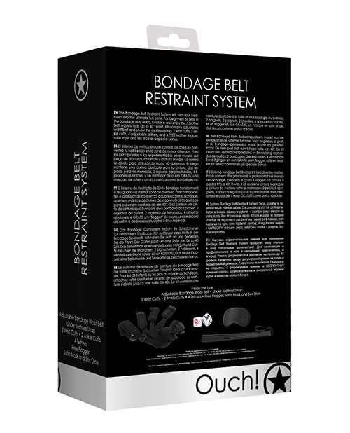 Ouch! Kits Bondage Belt Restraint System 8pc - Black