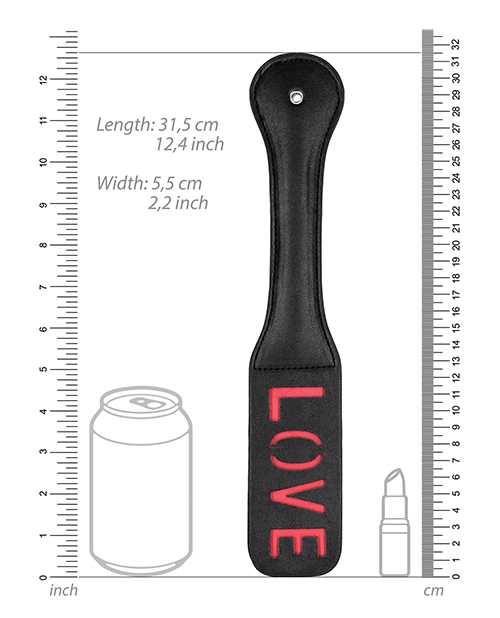 Ouch! Leather Paddle Love - Black