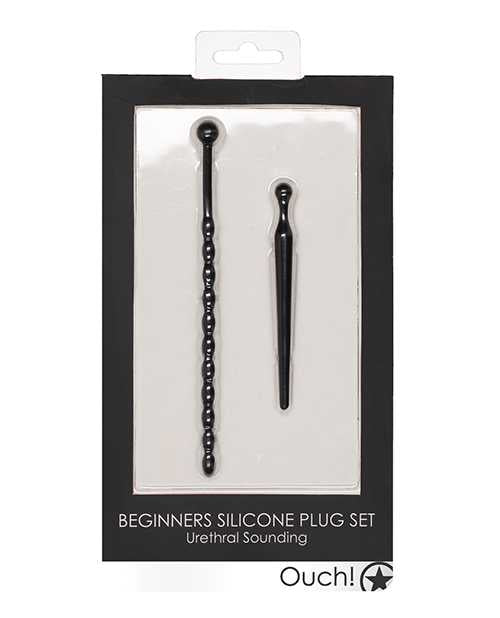 Shots Ouch Urethral Sounding Beginners Silicone Plug Set - Black