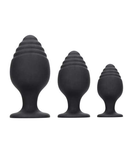 Shots Ouch Rippled Butt Plug Set - Black