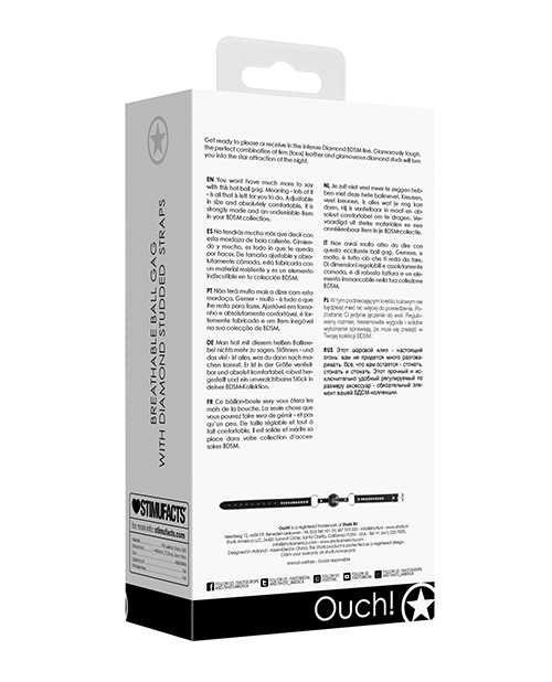 Shots Ouch Diamond Breathable Ball Gag - Black